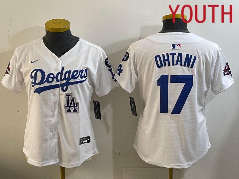 Youth Los Angeles Dodgers 17 Ohtani White Game 2024 Nike MLB Jersey style 12099